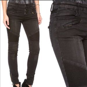 Free People Millenium Moto Stretch Skinny Jeans Gray Denim Size 29